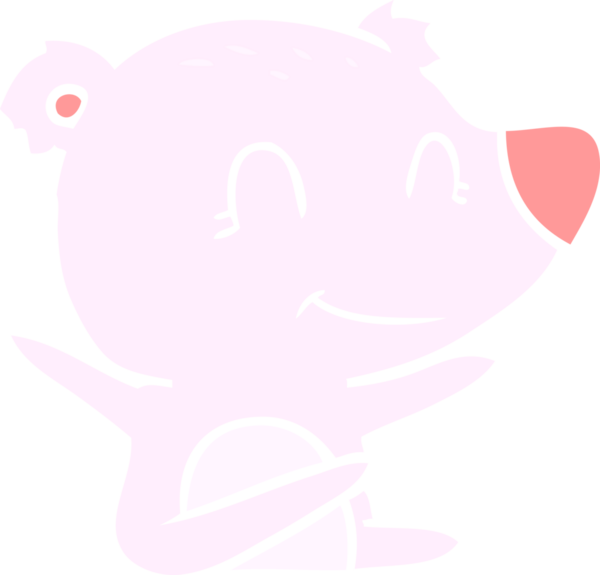 Bir insan tarafından çizilmiş gülümseyen ayı düz renkli çizgi film.