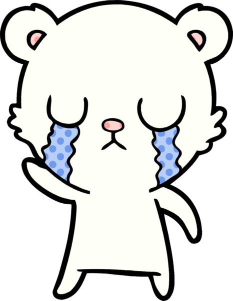 Bir insan tarafından çizilmiş üzgün küçük kutup ayısı çizgi filmi.