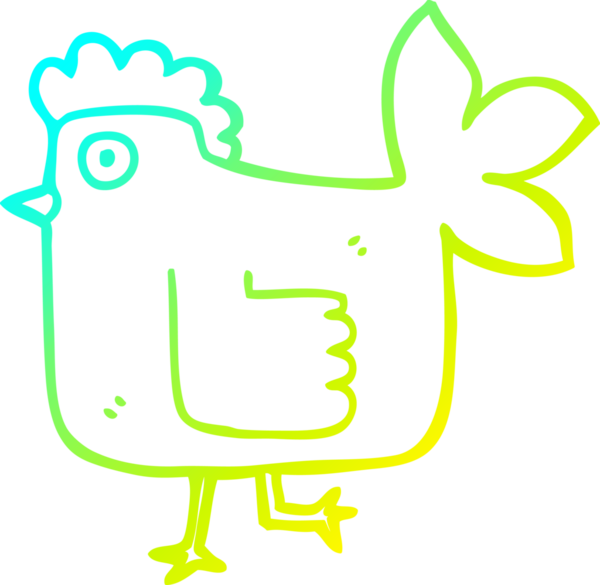 Bir insan tarafından çizilen tavuk çizgi filminin soğuk gradyanı.