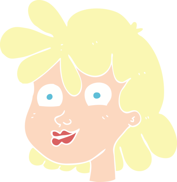 Bir insan tarafından çizilmiş kadın yüzünün düz renk çizimi