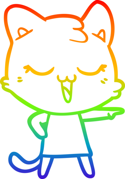 gökkuşağı gradyan çizimi mutlu çizgi film kedisi bir insan tarafından çizildi