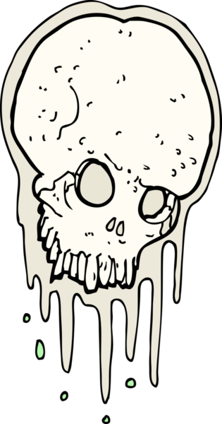 Bir insan tarafından çizilmiş korkunç kafatası.