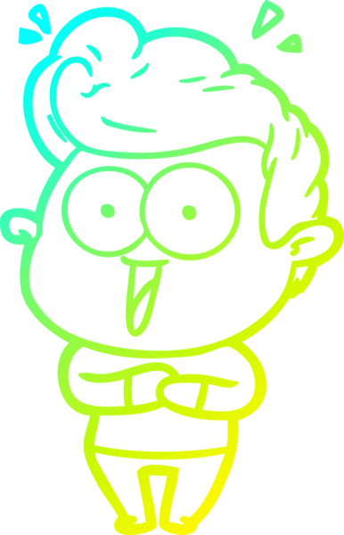 Bir insan tarafından çizilmiş, heyecanlı bir çizgi film çizimi.