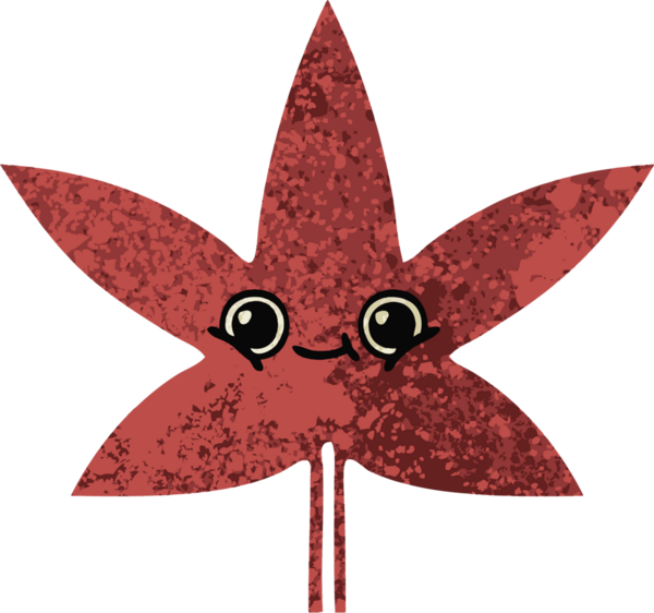 Bir insan tarafından çizilmiş sonbahar yaprağının retro çizim stili karikatürü