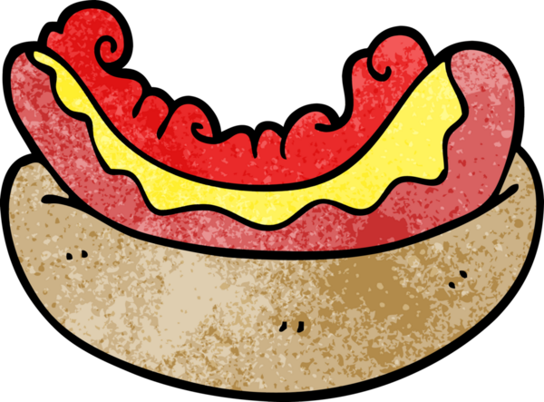 Bir insan tarafından çizilmiş sosisli sandviç.