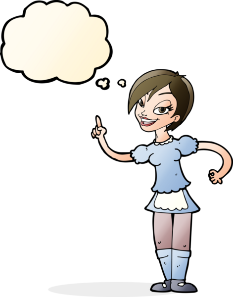 Çizgi film garsonu bir insan tarafından çizilmiş düşünce balonuyla sipariş alıyor.