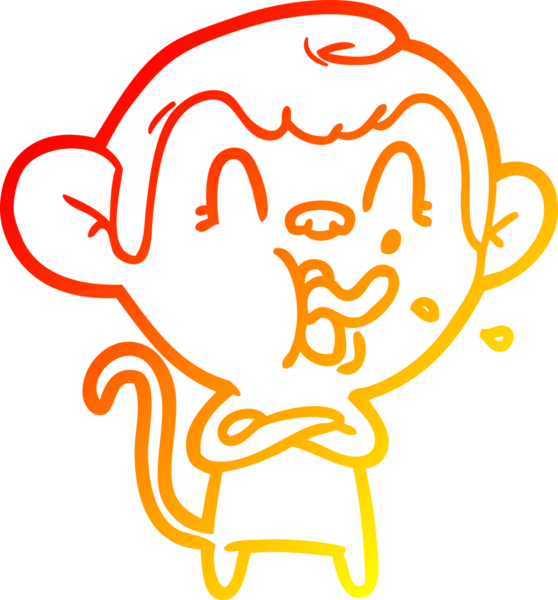 İnsan tarafından çizilmiş çılgın bir çizgi maymunun sıcak çizgi çizimi