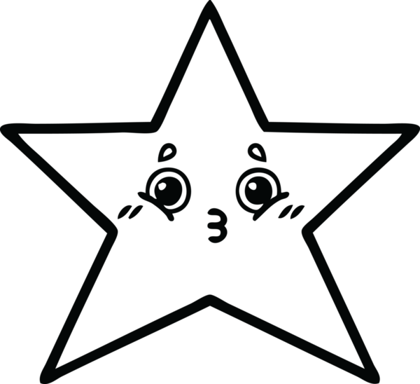Bir insan tarafından çizilmiş altın yıldızın çizgi çizimi.