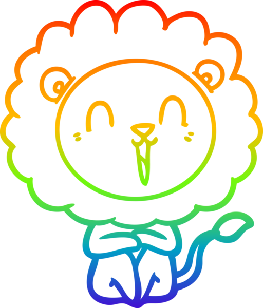 Bir insan tarafından çizilmiş gülen aslan çizgi çizimi.