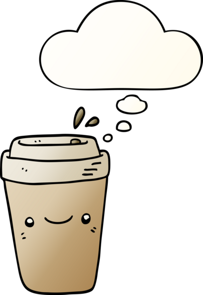 Düşünce baloncuklu çizgi film kahve. Bir insan tarafından çizilmiş.