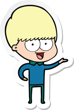 Bir insan tarafından çizilmiş mutlu bir çizgi film çocuğunun çıkartması.