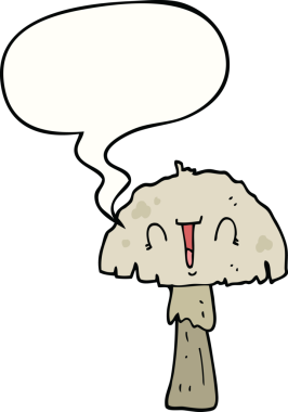 Bir insan tarafından çizilmiş konuşma baloncuklu mantar.