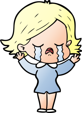 Bir insan tarafından çizilmiş ağlayan çizgi film kızı.