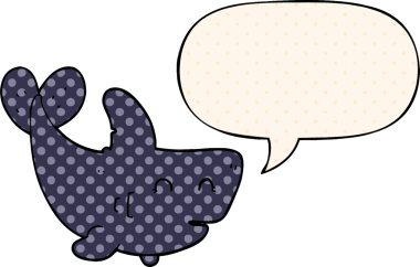 Bir insan tarafından çizilmiş çizgi roman tarzında konuşma balonu olan çizgi film köpekbalığı.