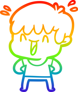 Gökkuşağının gradyan çizimi bir insan tarafından çizilmiş bir çizgi film karakteri.