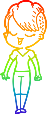 gökkuşağı gradyan çizimi mutlu bir çizgi film kızı bir insan tarafından çizildi