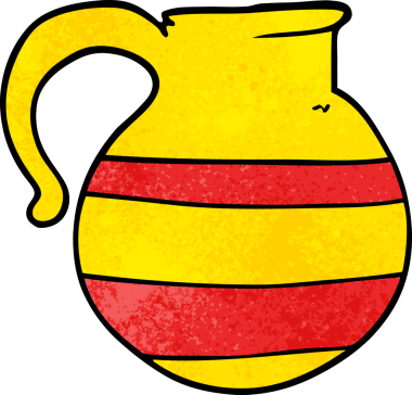 karikatür çizgili sürahi bir insan tarafından çizilmiş.