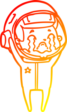 Bir insan tarafından çizilmiş, ağlayan bir astronotun sıcak çizgi çizimi