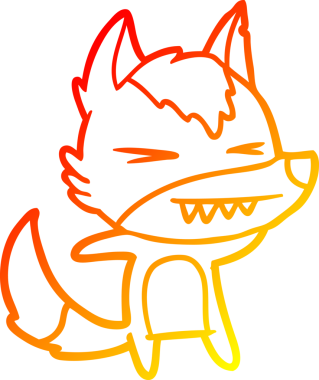 Bir insan tarafından çizilmiş kızgın bir kurt çizgi karakteri.