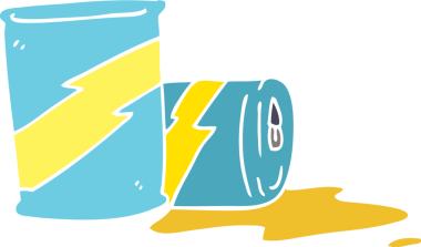 Bir insan tarafından çizilmiş gazoz kutularının düz renk çizimi