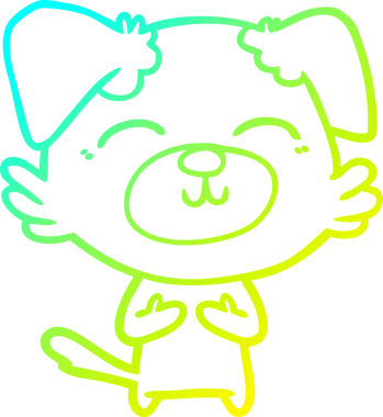 Bir insan tarafından çizilen çizgi film köpeğinin soğuk gradyan çizgisi.