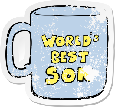 Bir insan tarafından çizilmiş dünyanın en iyi oğlunun çıkartması.