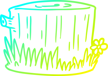Bir insan tarafından çizilmiş bir ağaç kütüğünün soğuk gradyan çizimi