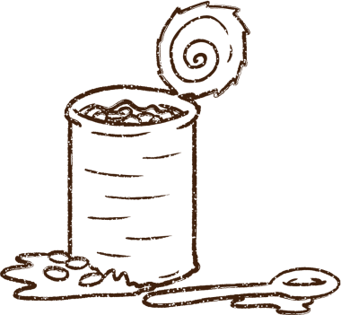 Bir insan tarafından çizilmiş konserve gıda kömürü.