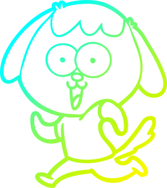 Bir insan tarafından çizilmiş şirin bir çizgi köpeğin soğuk gradyan çizgisi.