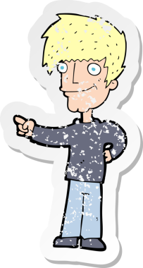 Bir insan tarafından çizilmiş karikatür adamın gerilmiş çıkartması.