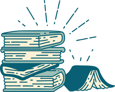 Bir insan tarafından çizilmiş geleneksel dövme stili kitapların çizimi