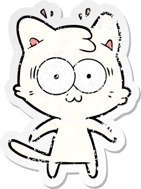 Bir karikatür çıkartması bir insan tarafından çizilmiş kediye şaşırttı.