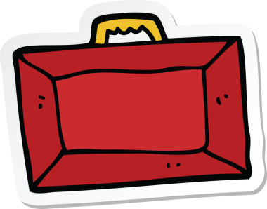 Bir insan tarafından çizilmiş bir evrak çantasının etiketi.