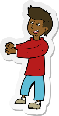 Bir insan tarafından çizilmiş mutlu bir adamın çıkartması.