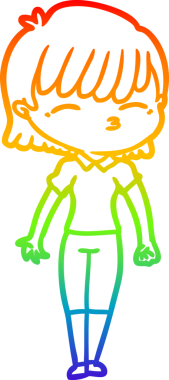 gökkuşağı gradyan çizimi bir insan tarafından çizilmiş bir karikatür kadın