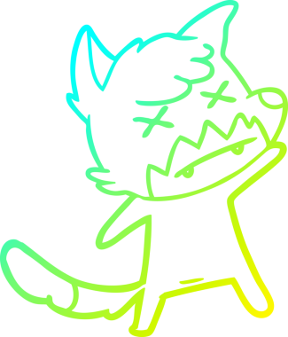 Bir insan tarafından çizilmiş şaşı tilki çizgi çizimi.