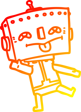 Bir insan tarafından çizilen çizgi film robotunun sıcak çizgi çizimi