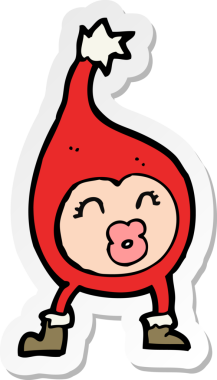 Bir insan tarafından çizilmiş komik bir Noel yaratığının çıkartması.