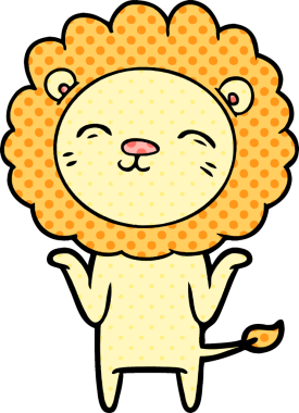 Bir insan tarafından çizilmiş çizgi film aslanı.