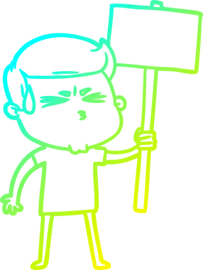 Bir insan tarafından çizilmiş terleyen bir çizgi film karakteri çizimi.