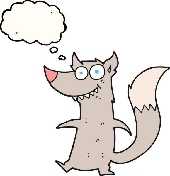 Serbest çizim düşünce balonu çizgi filmi küçük kurt bir insan tarafından çizilmiş.