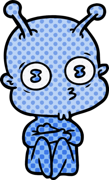 Bir insan tarafından çizilmiş garip kel uzay adamı çizgi filmi.