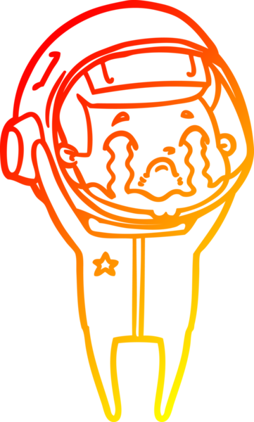 Bir insan tarafından çizilmiş, ağlayan bir astronotun sıcak çizgi çizimi