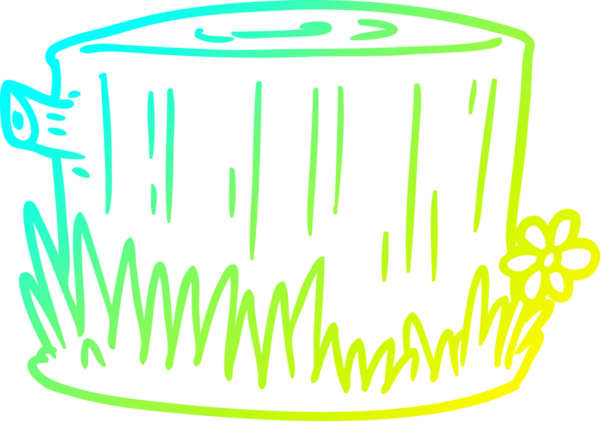 Bir insan tarafından çizilmiş bir ağaç kütüğünün soğuk gradyan çizimi