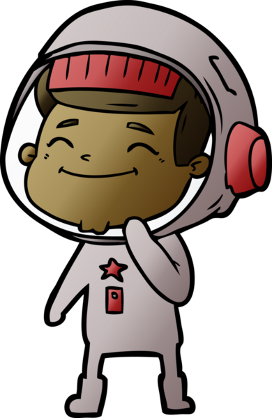 Bir insan tarafından çizilmiş mutlu astronot çizgi filmi.