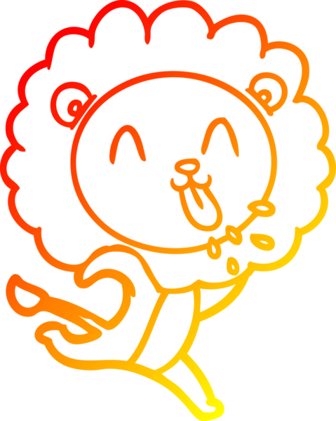 Bir insan tarafından çizilmiş mutlu çizgi film aslanının sıcak çizgi çizimi