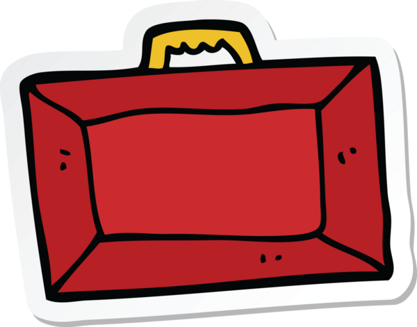 Bir insan tarafından çizilmiş bir evrak çantasının etiketi.