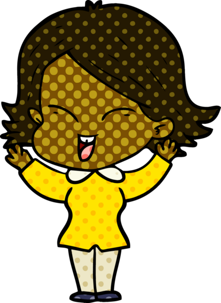 Bir insan tarafından çizilmiş mutlu çizgi film kızı.