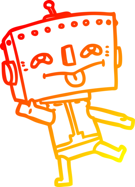 Bir insan tarafından çizilen çizgi film robotunun sıcak çizgi çizimi