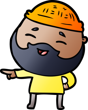 Bir insan tarafından çizilmiş mutlu sakallı bir adam.